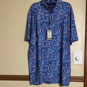 Robert Graham Clubhouse Blue Paisley Polo Shirt with Navy Accents.